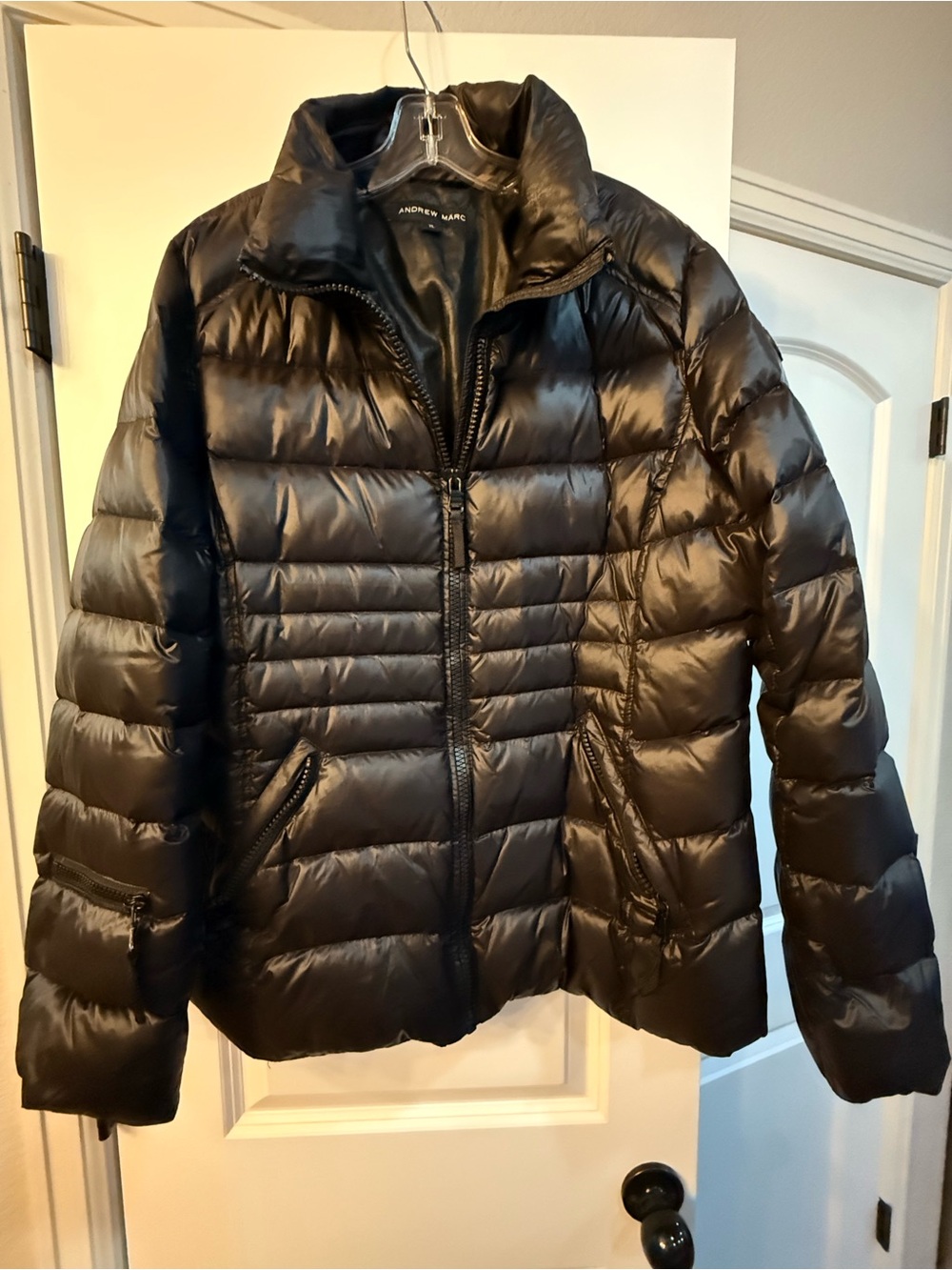 Andrew Marc Black Puffer Jacket XL Quilted Zip Winter Coat